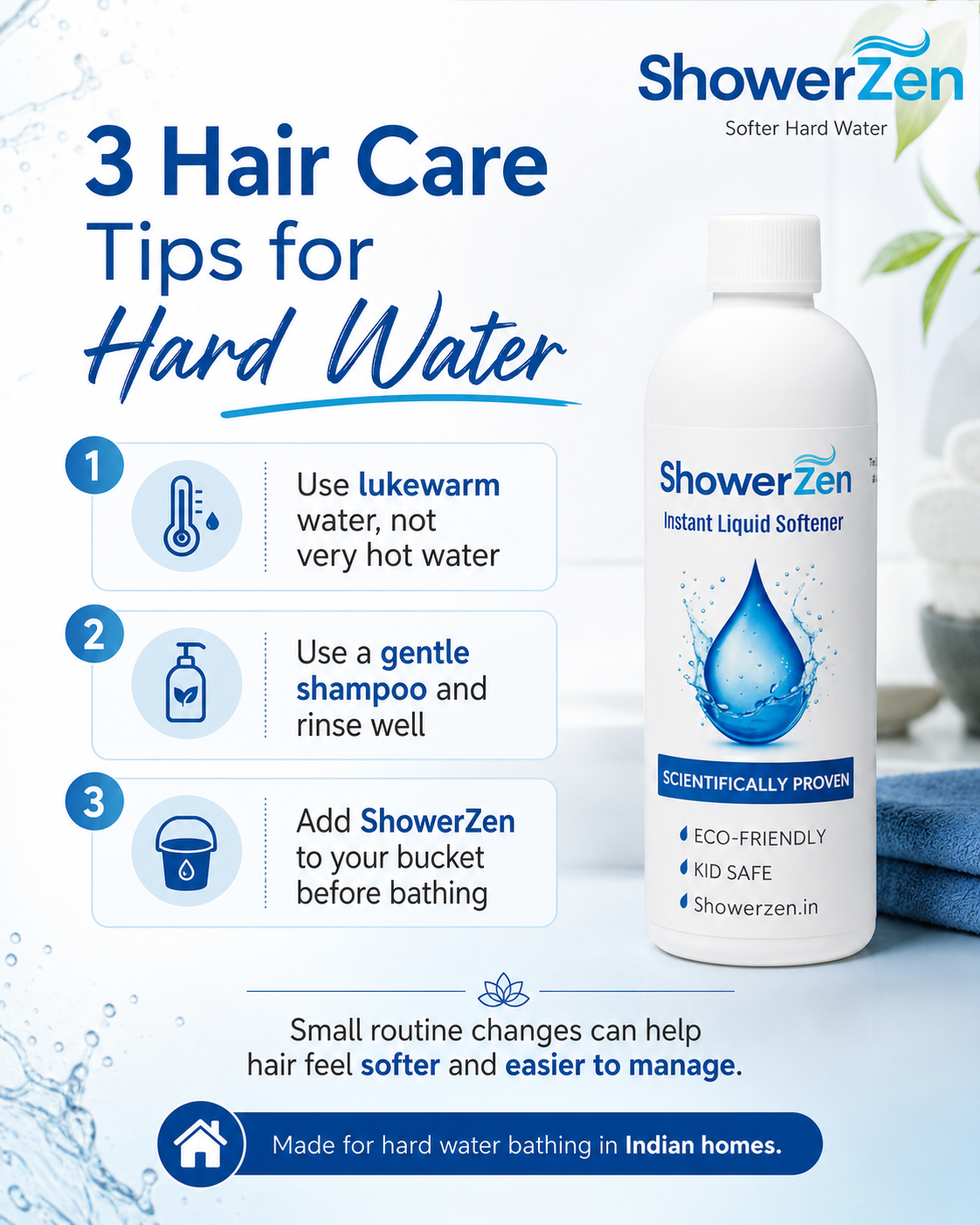 ShowerZen Instant Hard Water Softener | 500ml | No Harsh Chemicals | pH Balanced | Safe for Kids & Family